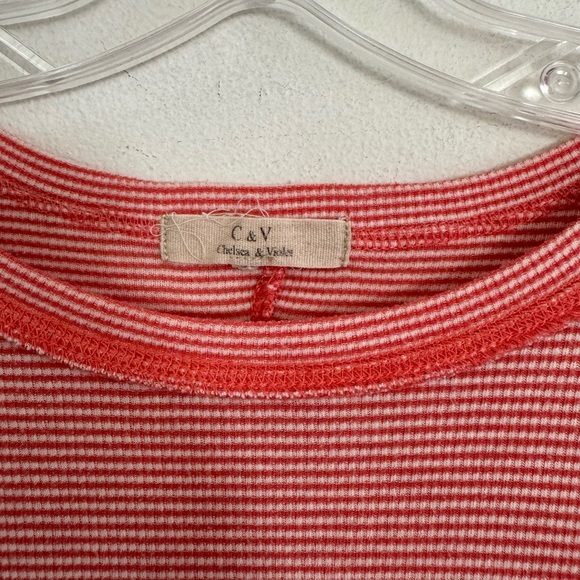C&V Chelsea And Violet Womens Red White Waffle Knit Long Sleeve Top, Stretch, S - Picture 3 of 5